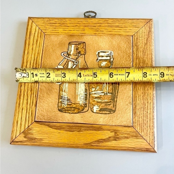 Vintage Tile Wall Decor Wood Frame 8x8” Ceramic Trivet Bottles Oil Vinegar Italy - Picture 4 of 5